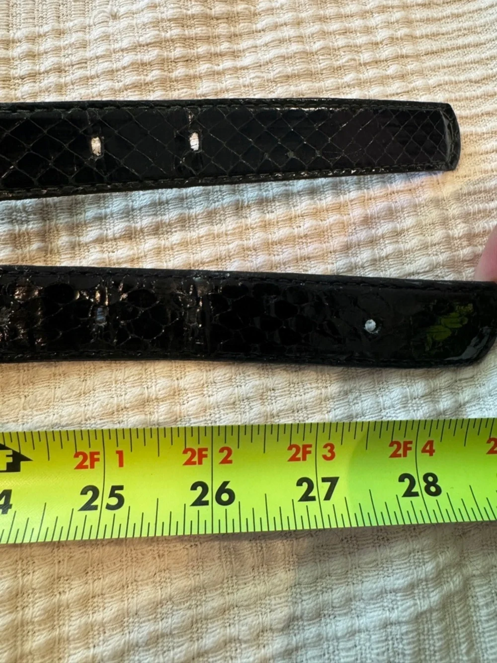 Vintage Calvin Klein 2 Black Snakeskin Belts- Lot/Duo Gold Buckle Size Small